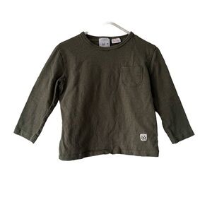 Zara Kids Dark Hunter Green Long Sleeve Tee
